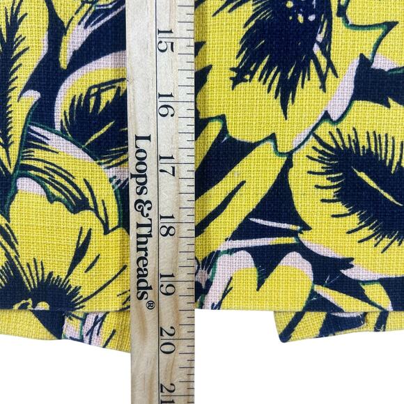 Yellow Navy Floral Pencil Skirt 00 | Knee Length Preppy Classic Chic Workwear - Picture 8 of 11